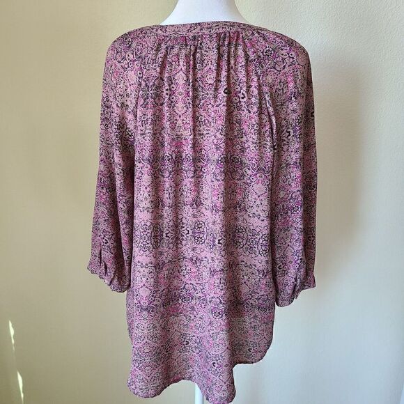 Cynthia Rowley Floral Blouse Tunic‎ Women's Size Medium Purple Pleated Oversized - Picture 6 of 8